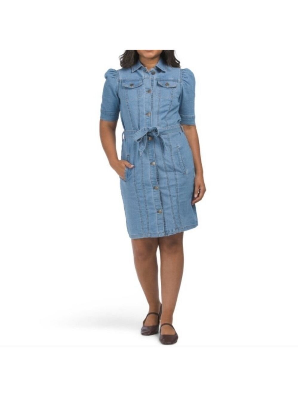Nanette Lepore Denim Mini Shirt Dress Belted Medium